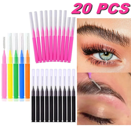 20Pcs Mini Eyebrow & Micro Eyelash Brush Set